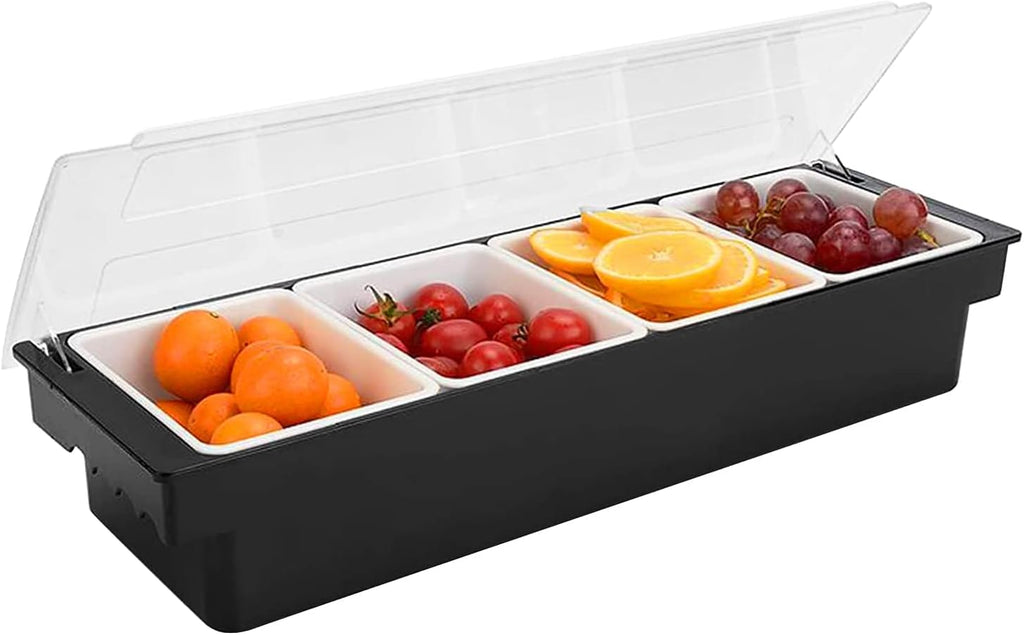 Ice Cooled Condiment Caddy with Lid, 4 Compartments