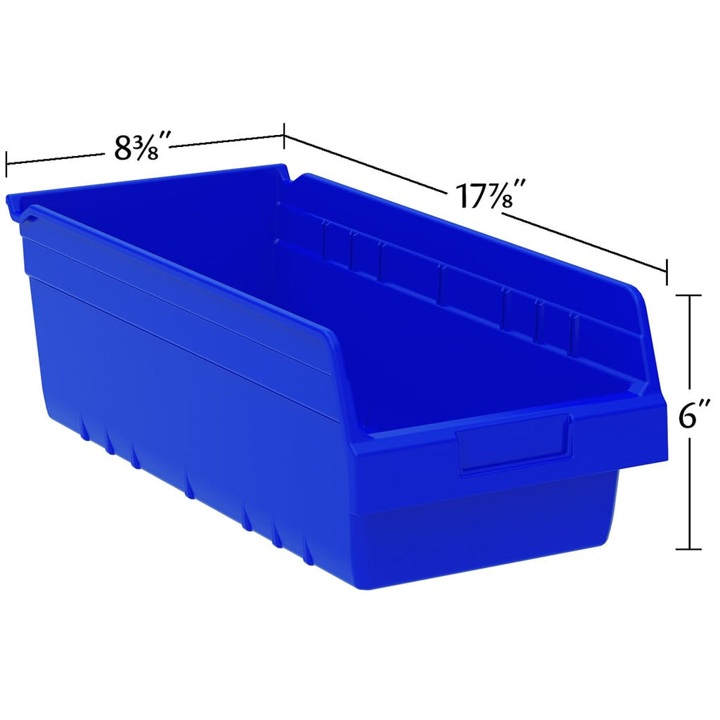 30088 Plastic Nesting ShelfMax Storage Bin Box, 18x8x6-Inch, Blue (8-Pack)