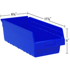 30088 Plastic Nesting ShelfMax Storage Bin Box, 18x8x6-Inch, Blue (8-Pack)