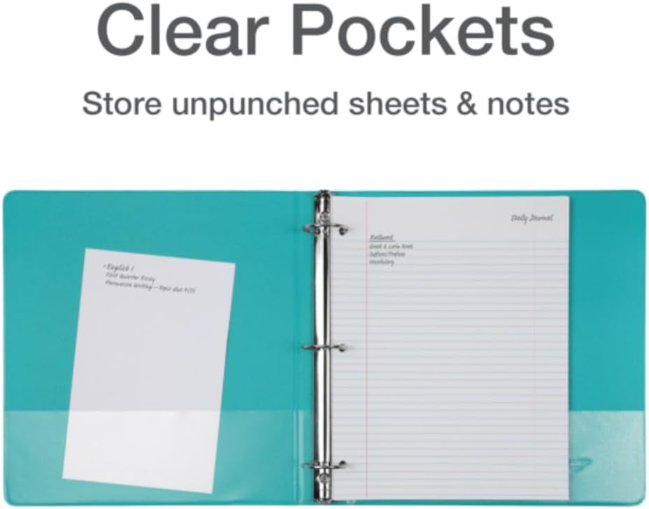 Cardinal 3 Ring Binders, Binders for School and Office, Durable 1.5 Inch, Round Rings, Holds 350 Sheets, ClearVue