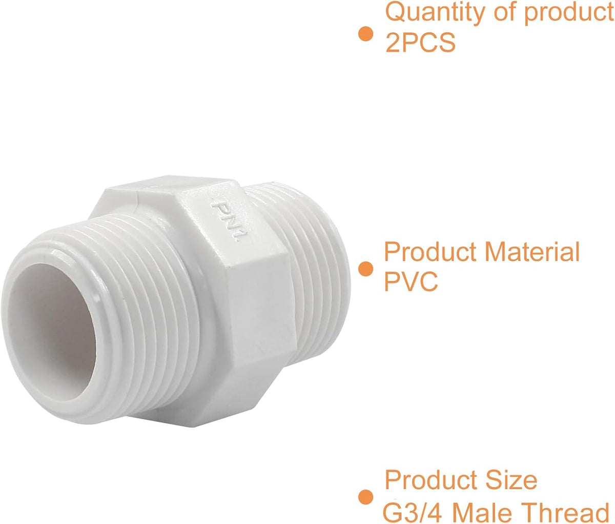 Murtenze Pipe Fitting, G3/4 Male Thread Hex Nipple, Pack of 2