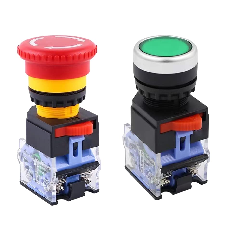 22mm Emergency Stop E-Stop Mushroom Green Momentary Push Button for Machine