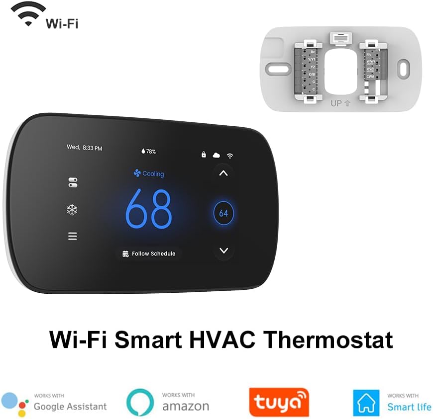 Smart Thermostats for Home, Wenzhiiot Programmable WiFi Thermostat with 4.3" Touchscreen Display, App Control, Easy