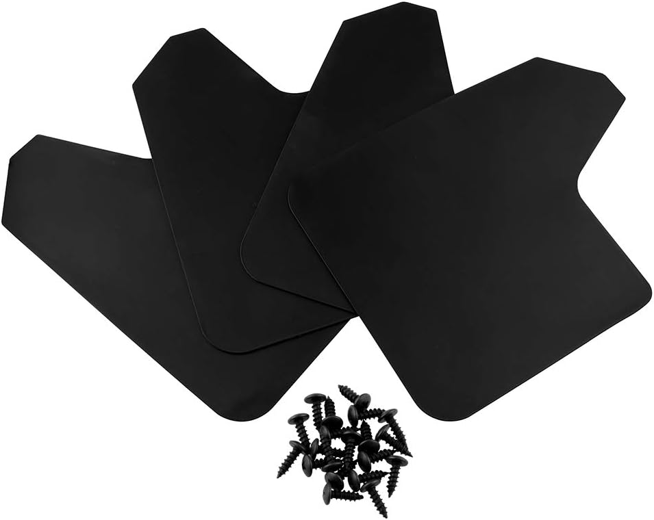 Universal Basic Mud Flaps Set Black Car Mudguard Splash Guards with Accessories for Trucks Cars SUVs Vans