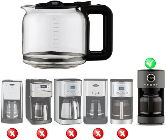 Carafe Replacement for the Cuisinart 12-Cup Glass Coffee Carafe Model DCC-1220BKSWM ONLY - Black Handle/Lid