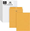 9 x 12 Clasp Envelopes with Deeply Gummed Flaps, Great for Filing, Storing or Mailing Documents, 28 lb Brown Kraft