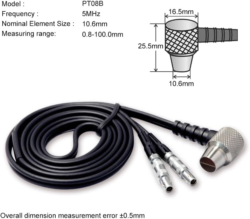 Ultrasonic Thickness Gauge Standard Probe/Transducer Collection（PT-08, 0.04'' to 4'', 5MHz）with Certificate