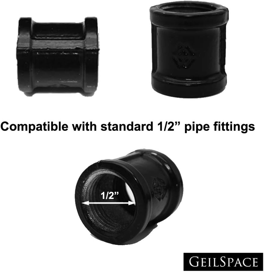 GeilSpace 10 Pack coupling, Malleable Iron Pipe Fittings (1/2", Black)