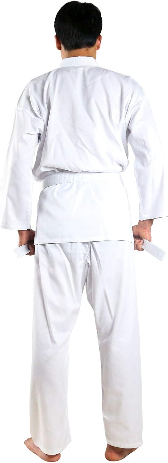 Karate Uniform with Free Belt, White Karate Gi for Kids & Adult Size 000-6