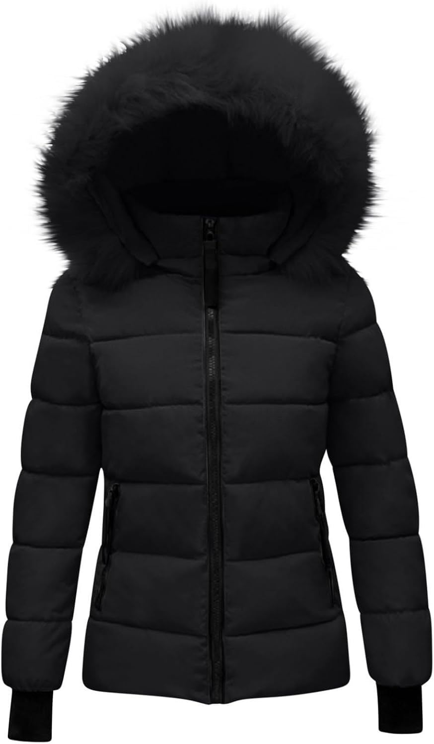 Girls Winter Coat Long Quilted Puffer Jacket Warm Fleece Parka with Removable Hood Teens Waterproof Thick Snow Outerwear