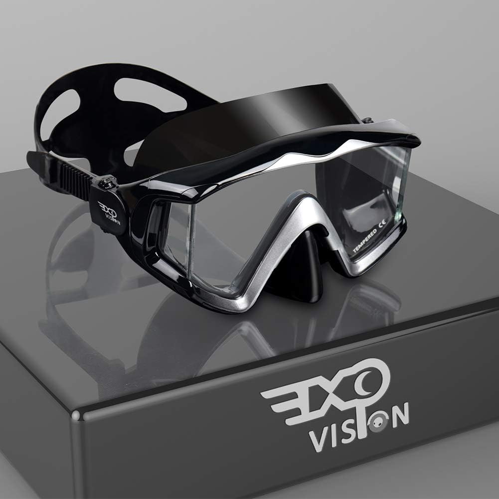 Adult Pano 3 Scuba Diving Mask, Tempered Glass Snorkel Mask Anti-Fog Swim Mask No Leakage Swim Goggles with Nose
