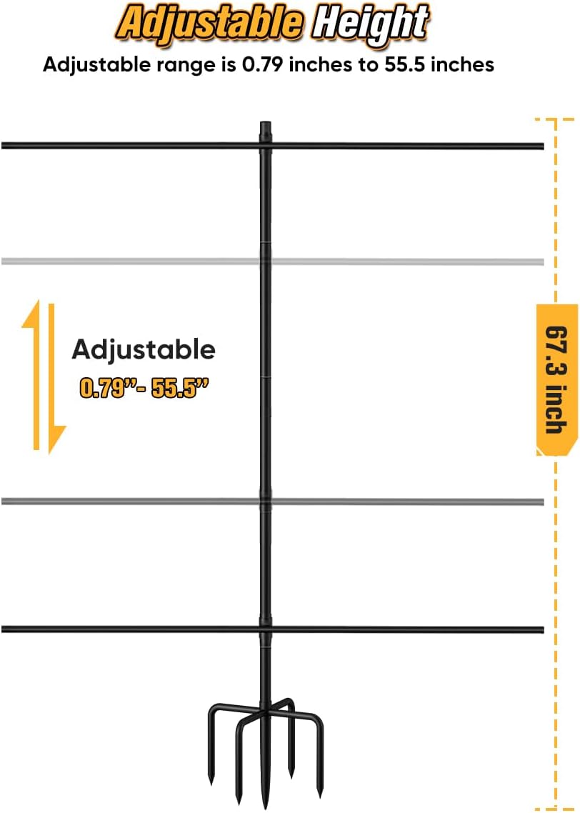 Adjustable Shooting Target Stand with 5-Prong Base, Portable Steel Target Holder with 9 Clips and 15 pcs Paper, Ideal