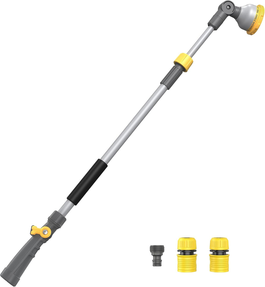 Watering Wand for Garden Hose, Adjustable 29–43 Inch Watering Wand with 10 Spray Patterns & 180° Swivel Head, Thumb