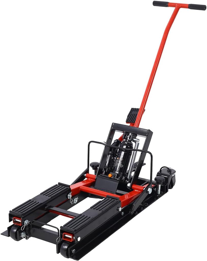 Hydraulic Motorcycle Lift Jack, 1500 LBS Capacity ATV Scissor Lift Jack, Portable Motorcycle Lift Table with 4 Wheels