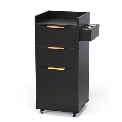 Salon Cart with Wheels, 3-Tier Rolling Hair Styling Station, 2 Drawers & Adjustable Shelf, Hair Dryer Holder, Mobile