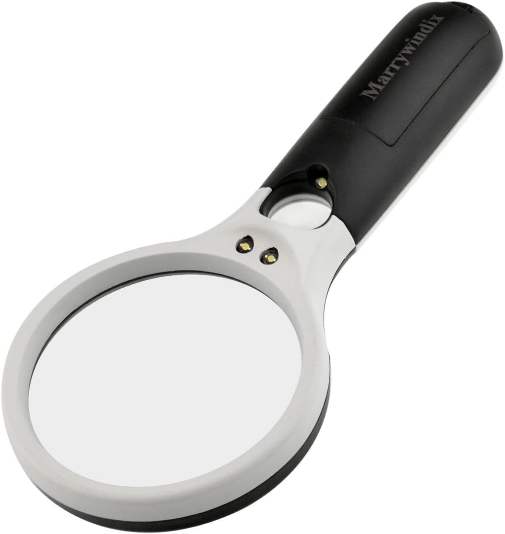 Magnifier 3 LED Light Handheld 3X 45X Glass Magnifier for Reading Jewelry | Portable, with bright white bulbs,for