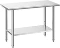 Stainless Steel Work Table, 24x48 Inch Food Prep Table, Commercial Kitchen Workstation with Adjustable Undershelf