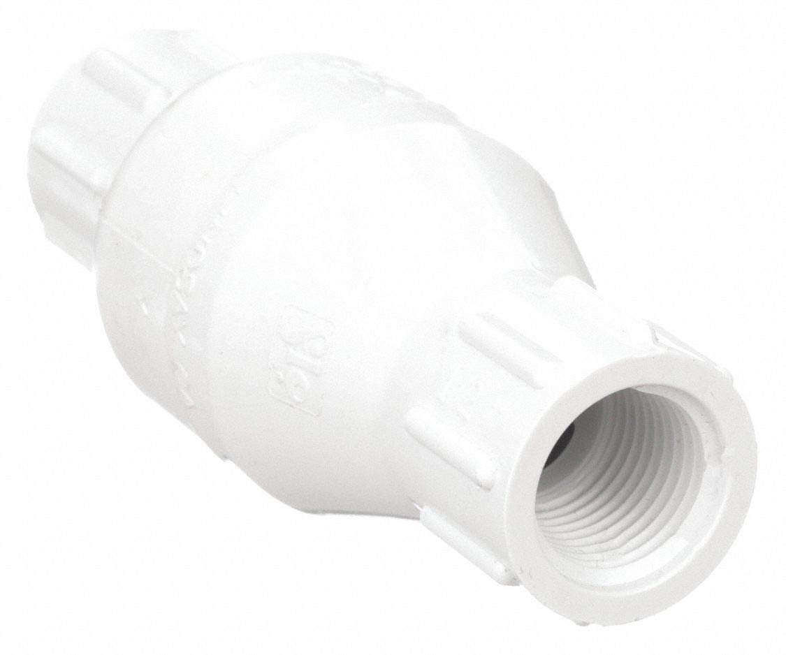 Dayton 1/2" Spring Check Valve, PVC, FNPT Connection Type