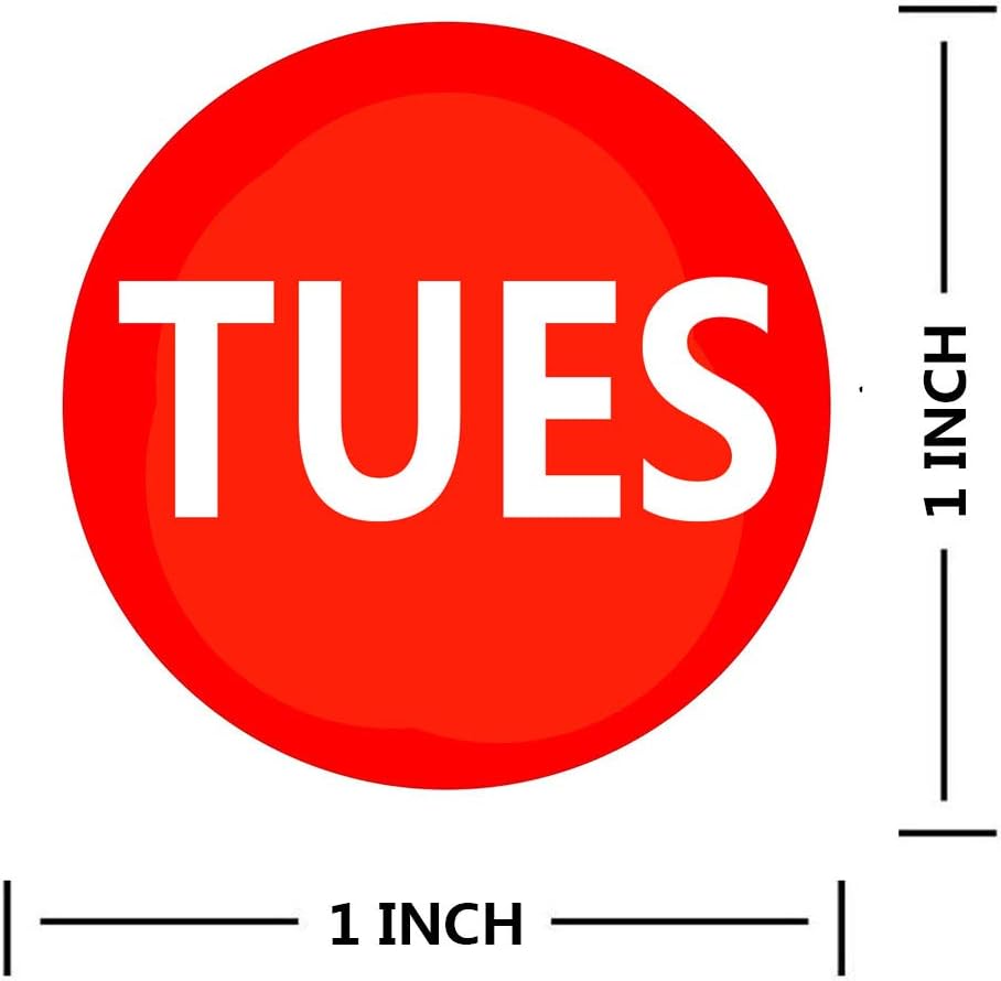 7 Days of The Week Labels Color Coding Dot Round Self Adhesive Stickers,1inch Round Dot