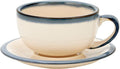 Vintage Design 12 oz Ceramic Latte Art Cappuccino Barista Cup with Saucer (Beige)