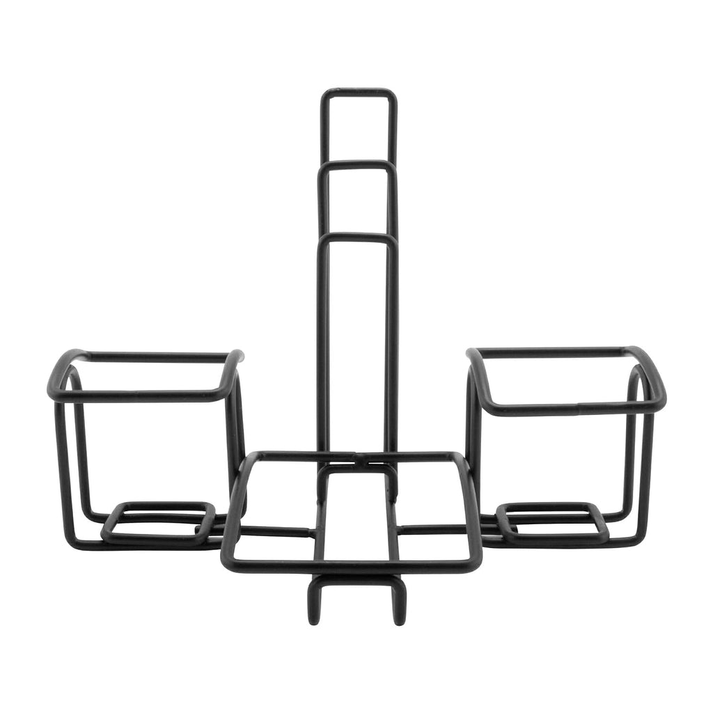 7 1/2" Black Metal 2-Compartment Condiment Caddy