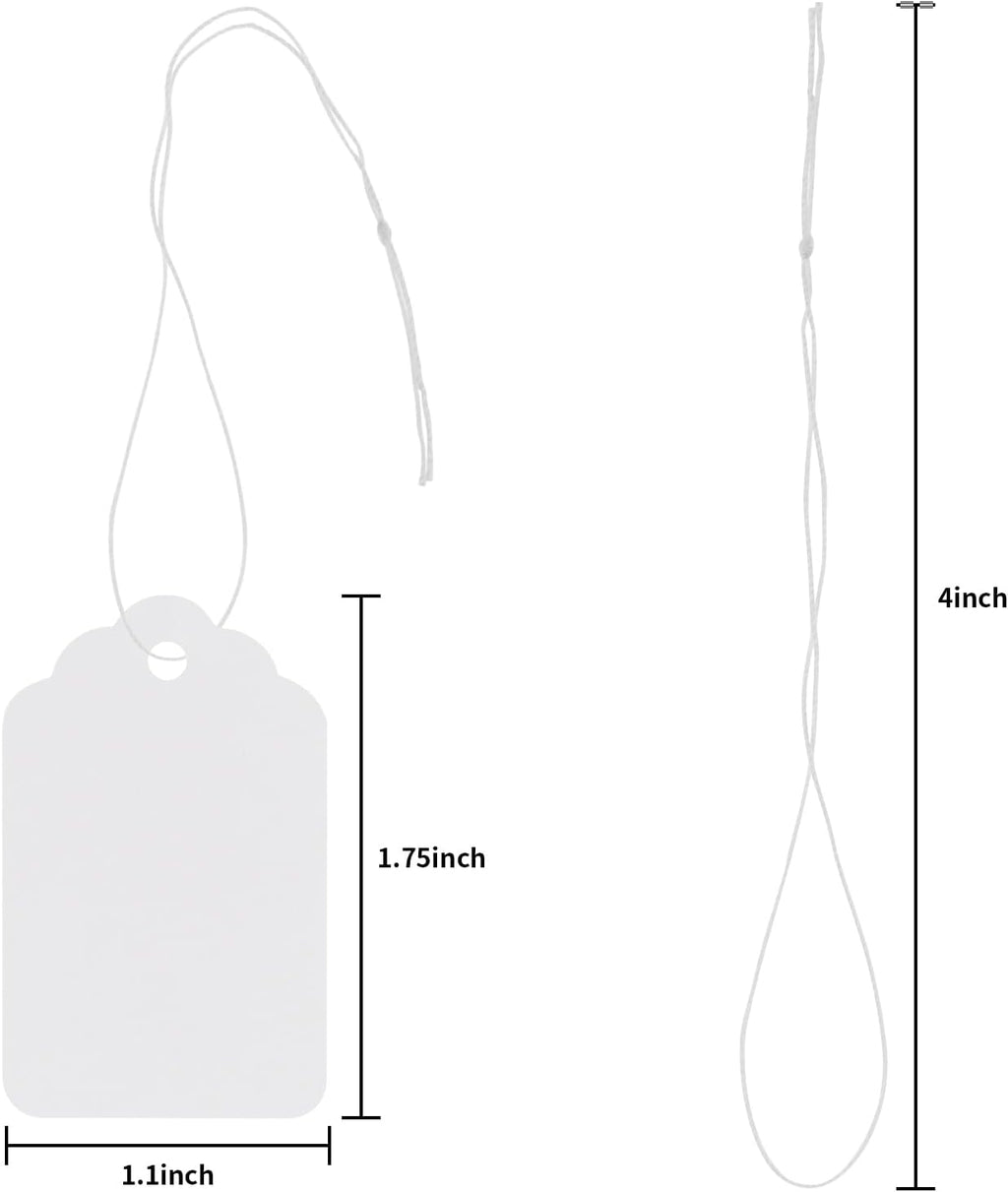 1000PCS Pre-Strung White Price Tags with String 1.75 x 1.1 Inch