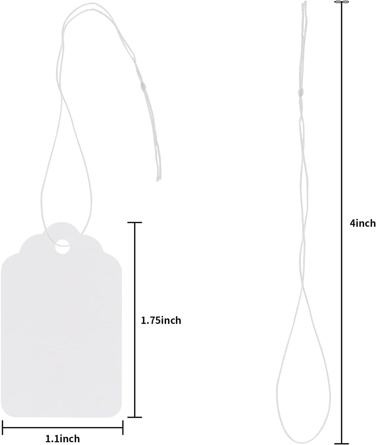 1000PCS Pre-Strung White Price Tags with String 1.75 x 1.1 Inch