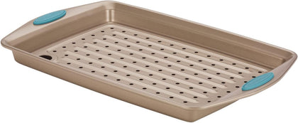 Cucina Nonstick Bakeware Set with Grips, Nonstick Cookie Sheet / Baking Sheet and Crisper Pan - 2 Piece, Latte Brown