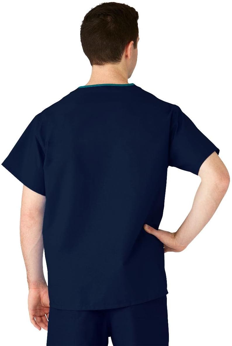 AngelStat Unisex 1-Pocket V-Neck Scrub Top, Navy, X-Large
