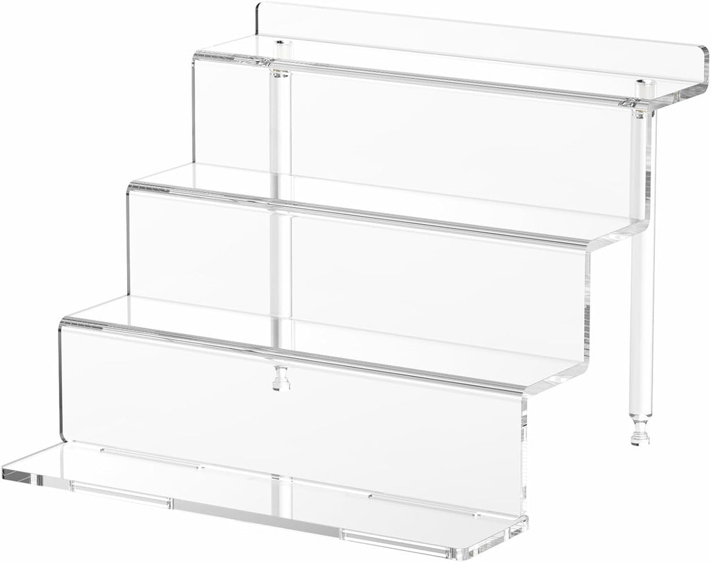 4 Tier Acrylic Riser Display Stands Shelf for Amiibo Funko,9" 1 Pack | Clear Risers Display Shelves Stand for