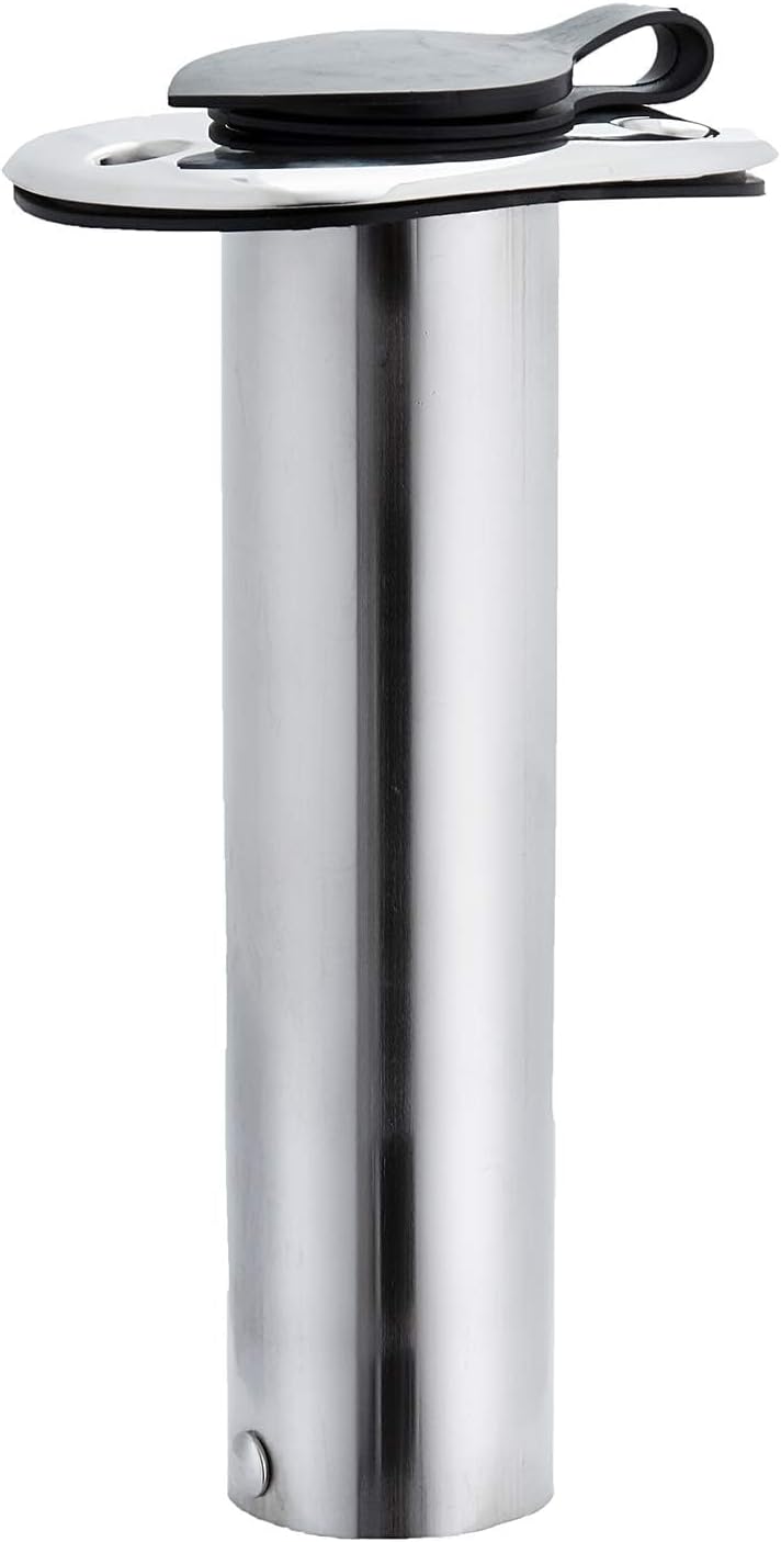 Stainless Steel Flush Mount Rod Holder with Rubber Cap (0 Degree)