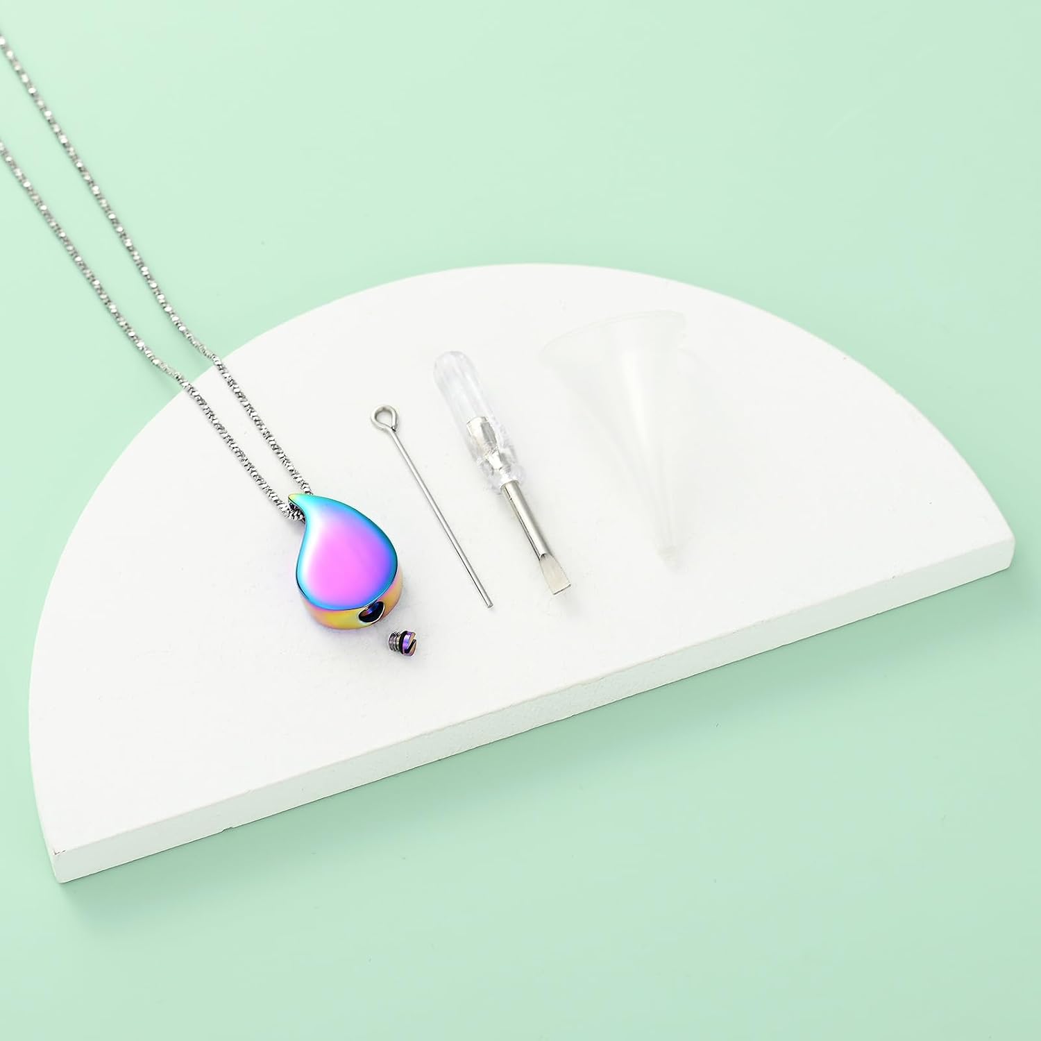 Pet Paw Print Teardrop Urn Necklace for Ashes for Dog/Cat Ashes Keepsake Memorial Pet Cremation Jewelry