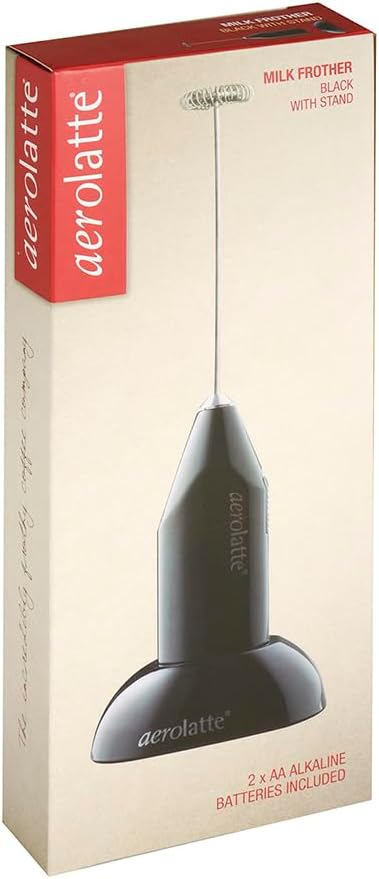 Milk Frother with Counter Stand, The Original Steam-Free Frother, Black