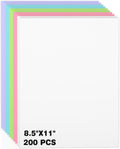 200 Sheets Colored Cardstock 8.5 x 11, Heavyweight Cover Cardstock Printer Paper 8.5 x 11, 190 gsm Card Stock Paper