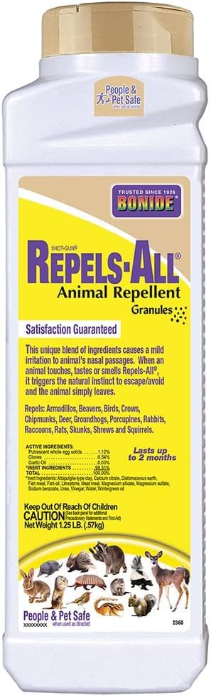 Repels-All Animal Repellent Granules, 1.25 lbs. | Ready-to-Use, Deer & Rabbit Repellent, Deter Pests from Lawn & Garden