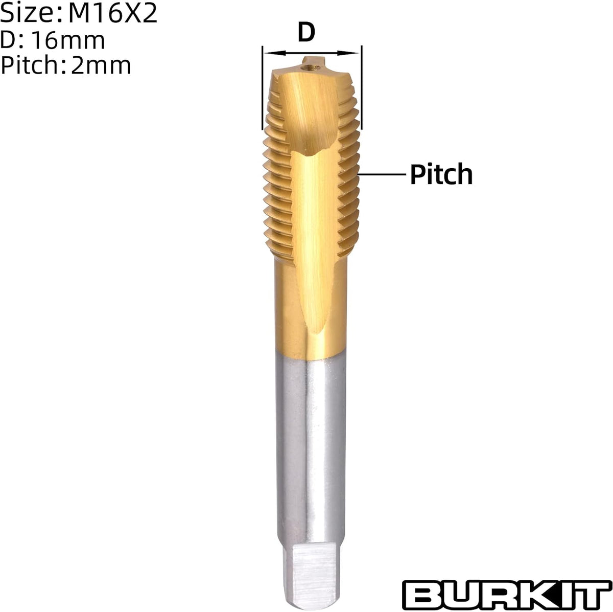 Burkit M16 Titanium Coated Spiral Point Tap