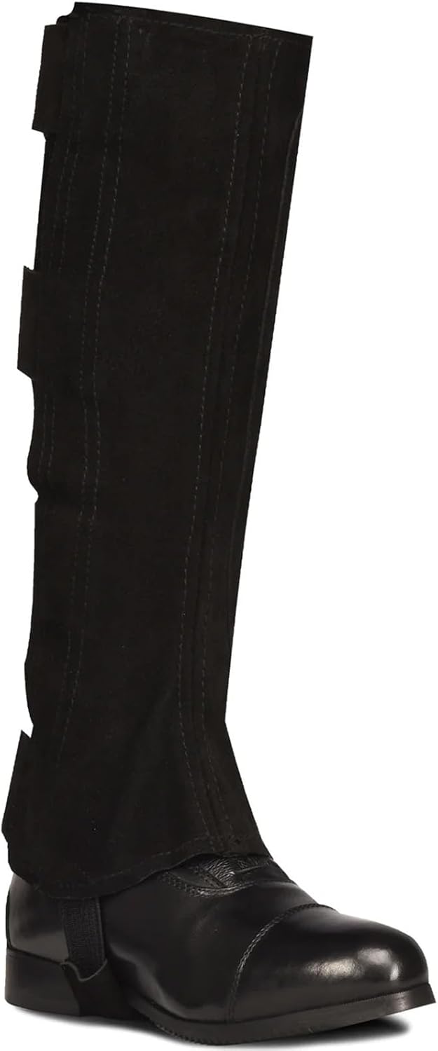 Women's EZE Tab Suede Half Chaps - Adjustable Equestrian Horseback Riding Protective Gaiters with 4 Hook & Loop Tabs
