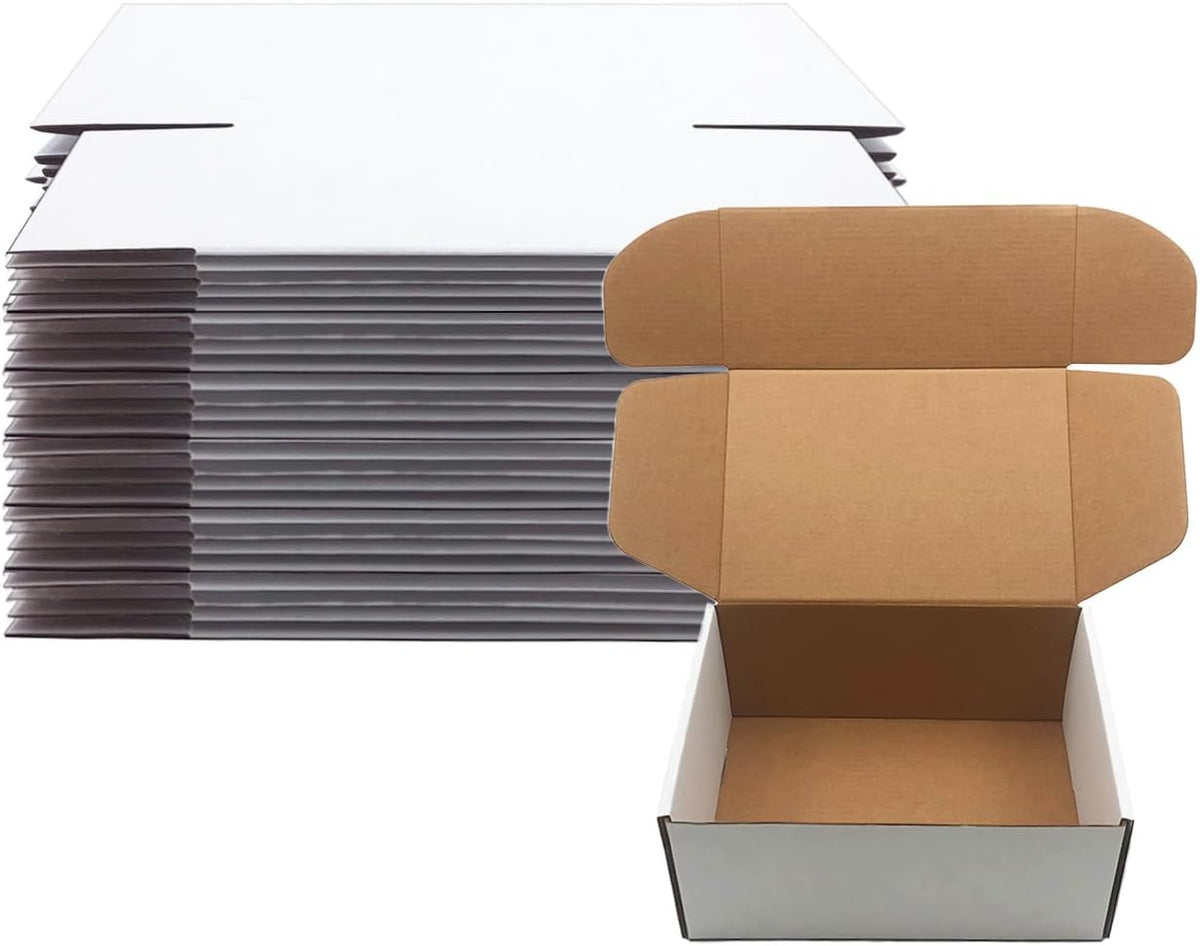 9x6x4 inch Shipping Boxes Set of 25, White Corrugated Cardboard Mailer Box