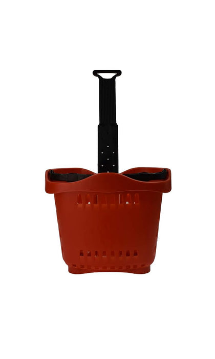 Rolling Red Shopping Baskets - Set of 10 - Set of 10 Durable Red Shopping Baskets with Wheels - Convenient Grocery