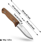 Bushmate 2.0 Designed by DBK - Bushcraft Knife - Fixed-Blade Carbon Steel Knife with Leather Sheath & Firestarter