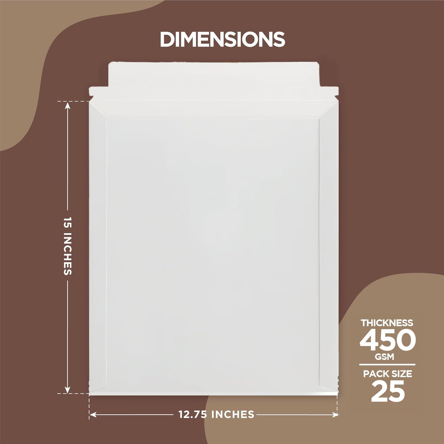 Stay Flat Rigid Mailers – 12.75" x 15", 25 Mailing Envelopes | Self Seal, Suitable for 9x12, 12x15, 11x14, 10x13 and