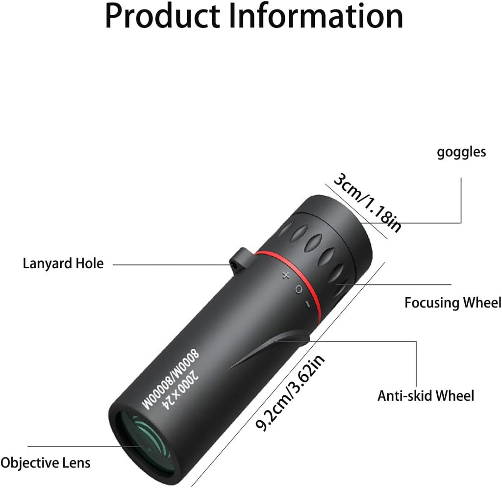 Mini Telescope for Adults,with Clips 2000X24 Monocular Focus Optics Telescopes onocular Power Monocula