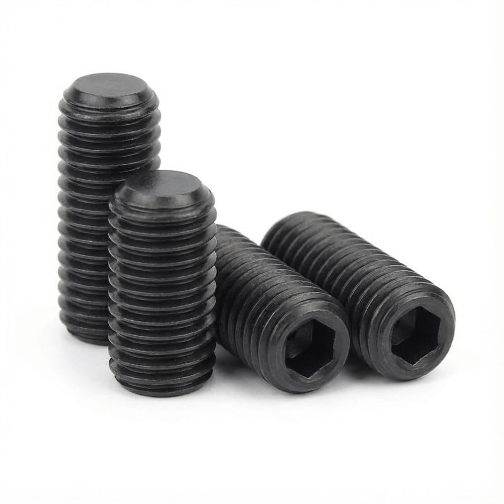 1/4-20 x 5/8'' (20 Pack) Set Screws, Black Oxide 304 Stainless Steel 18-8, Internal Hex Head Allen Drive Cup Point Screws (with Hex Key Wrench)