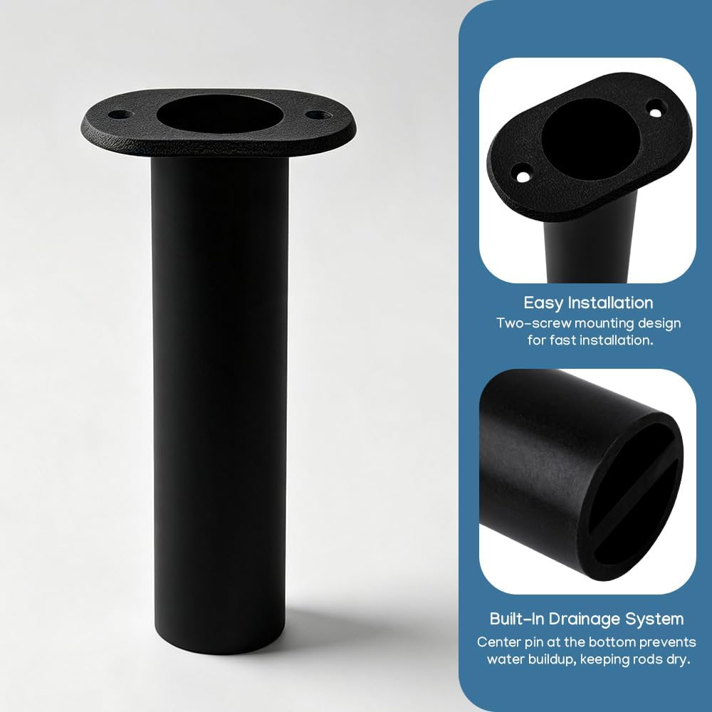 Fishing Rod Holder Plastic with UV 90 Degree Flush Mount 2PCS for Yacht and Boats