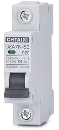AC Miniature Circuit Breaker, 20 Amp 120V/240V 1 Pole | DIN Rail Mount, Thermal Magnetic Trip, Solar AC Disconnect