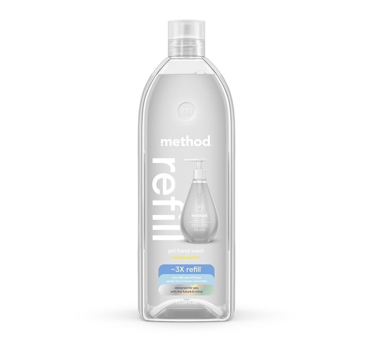 Gel Hand Wash Refill, Sweet Water, 34 fl oz