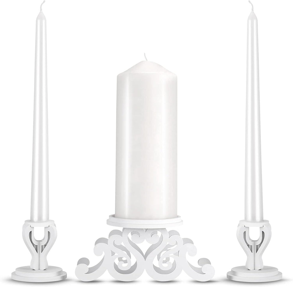 Wooden Unity Candle Holder Set, Wedding Ceremony Centerpiece Decor