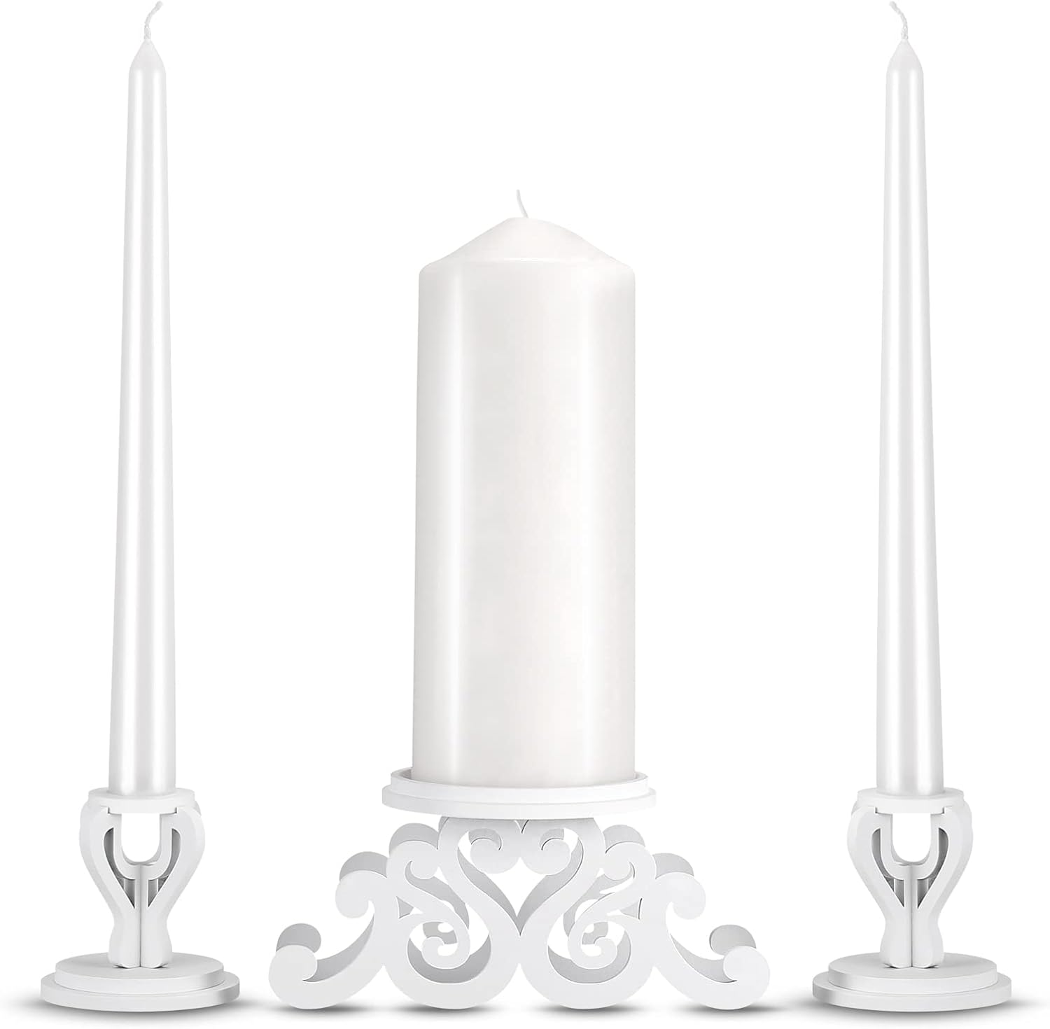 Wooden Unity Candle Holder Set, Wedding Ceremony Centerpiece Decor
