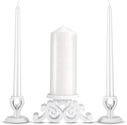 Wooden Unity Candle Holder Set, Wedding Ceremony Centerpiece Decor