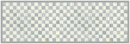 Vinyl Floor Mat, 2x6, Gray-and-White Sterling Check